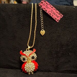 Betsey Johnson Red and Gold Owl Necklace